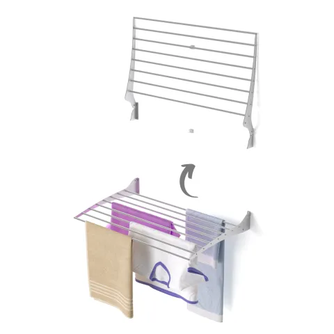 Wand-Wäscheständer Foxydry Fold 82 cm aus Aluminium – klappbar, platzsparend, Trockenlänge 6.4 m