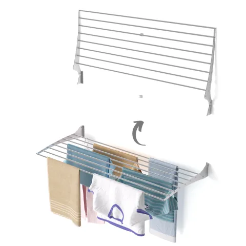 Wand-Wäscheständer Foxydry Fold 116 cm aus Aluminium – klappbar, platzsparend, Trockenlänge 9.2 m