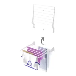 Wand-Wäscheständer Foxydry Fold 62 cm aus Aluminium – klappbar, platzsparend, Trockenlänge 4.9 m