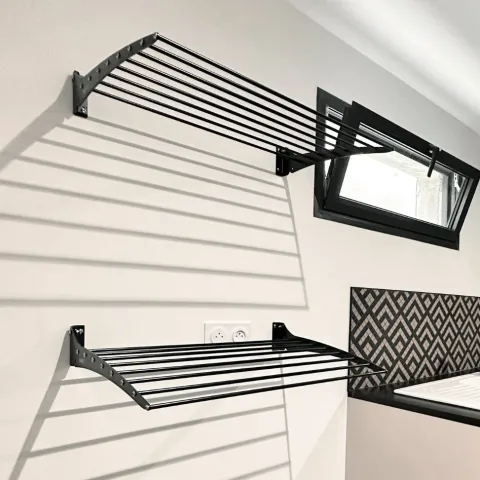 Wand-Wäscheständer Foxydry Fold 82 cm aus Aluminium – klappbar, platzsparend, Trockenlänge 6.5 m