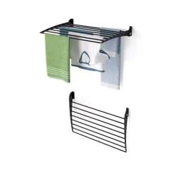 Wand-Wäscheständer Foxydry Down 82 cm aus Aluminium – nach unten klappbar, platzsparend, Tragkraft 10 kg