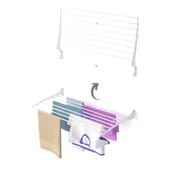 Wand-Wäscheständer Foxydry Fold 102 cm aus Aluminium – klappbar, platzsparend, Trockenlänge 8.1 m