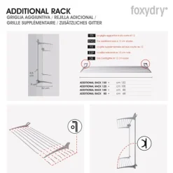 Wand-Wäscheständer Foxydry Wall 128 cm aus Aluminium – klappbar, platzsparend, Trockenlänge 19.2 m