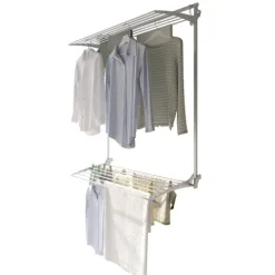 Wand-Wäscheständer Foxydry Wall 128 cm aus Aluminium – klappbar, platzsparend, Trockenlänge 19.2 m