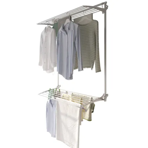 Wand-Wäscheständer Foxydry Wall 128 cm aus Aluminium – klappbar, platzsparend, Trockenlänge 19.2 m