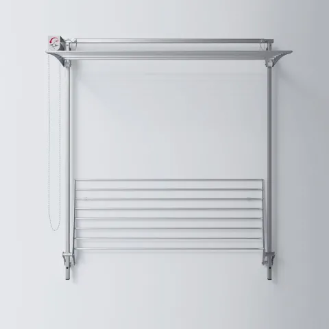 Wand-Wäscheständer Foxydry Wall 128 cm aus Aluminium – klappbar, platzsparend, Trockenlänge 19.2 m