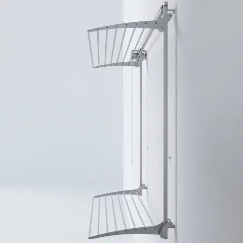 Wand-Wäscheständer Foxydry Wall 128 cm aus Aluminium – klappbar, platzsparend, Trockenlänge 19.2 m
