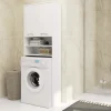 Waschmaschinenschrank AKORD FIN Badschrank Weiß 64 cm breit 2 Türen 4 Ebenen B64 x H180 x T30 cm