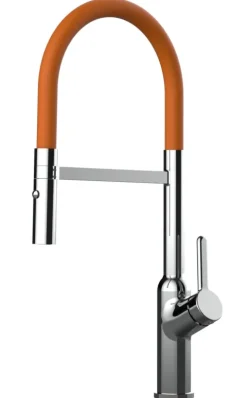 Wasserhahn Küchenarmatur, BOD, mit 360° schwenkbarem Auslauf, abnehmbare 2 strahl Handbrause, Verchromt / Orange