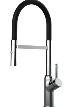 Wasserhahn Küchenarmatur, BOD, mit 360° schwenkbarem Auslauf, abnehmbare 2 strahl Handbrause, Verchromt / Schwarz