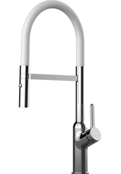 Wasserhahn Küchenarmatur, BOD, mit 360° schwenkbarem Auslauf, abnehmbare 2 strahl Handbrause, Verchromt / Weiß