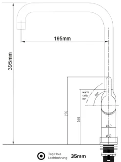 Wasserhahn Küchenarmatur, BOD, mit 360° schwenkbarem N-Auslauf, Verchromt
