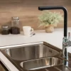 Wasserhahn Küchenarmatur, BOD, mit 360° schwenkbarem L-Auslauf, Verchromt / Schwarz Granit