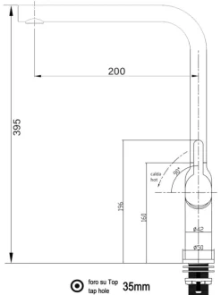 Wasserhahn Küchenarmatur, BOD, mit 360° schwenkbarem L-Auslauf, Verchromt / Weiß Granit