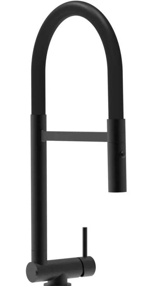 Wasserhahn Vorfenster Küchenarmatur, Umklappbar 4,5 CM, mit 360° schwenkbarem Auslauf, abnehmbare 2 strahl Handbrause, Schwarz Matt / Schwarz