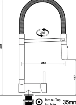 Wasserhahn Vorfenster Küchenarmatur, Umklappbar 6 CM, mit 360° schwenkbarem Auslauf, abnehmbare 2 strahl Handbrause, Schwarz Matt / Schwarz