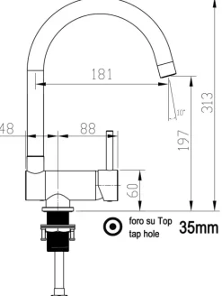 Wasserhahn Vorfenster Küchenarmatur, Umklappbar 6 CM, mit 360° schwenkbarem U-Auslauf, Verchromt