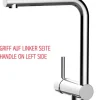 Wasserhahn Vorfenster Küchenarmatur, Umklappbar 6 CM, LINKER HEBEL, mit 360° schwenkbarem L-Auslauf, Verchromt