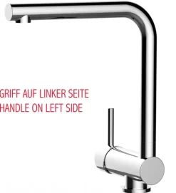 Wasserhahn Vorfenster Küchenarmatur, Umklappbar 6 CM, LINKER HEBEL, mit 360° schwenkbarem L-Auslauf, Verchromt