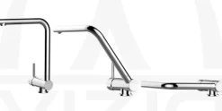 Wasserhahn Vorfenster Küchenarmatur, Umklappbar 6 CM, LINKER HEBEL, mit 360° schwenkbarem L-Auslauf, Verchromt