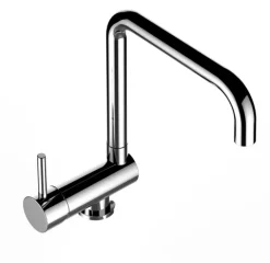 Wasserhahn Vorfenster Küchenarmatur, Umklappbar 6 CM, LINKER HEBEL, mit 360° schwenkbarem N-Auslauf, Verchromt