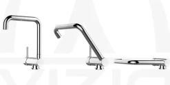 Wasserhahn Vorfenster Küchenarmatur, Umklappbar 6 CM, LINKER HEBEL, mit 360° schwenkbarem N-Auslauf, Verchromt