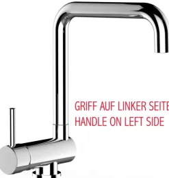 Wasserhahn Vorfenster Küchenarmatur, Umklappbar 6 CM, LINKER HEBEL, mit 360° schwenkbarem N-Auslauf, Verchromt
