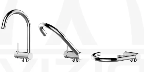 Wasserhahn Vorfenster Küchenarmatur, Umklappbar 6 CM, LINKER HEBEL, mit 360° schwenkbarem U-Auslauf, Verchromt