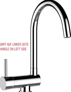 Wasserhahn Vorfenster Küchenarmatur, Umklappbar 6 CM, LINKER HEBEL, mit 360° schwenkbarem U-Auslauf, Verchromt