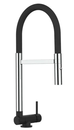 Wasserhahn Vorfenster Küchenarmatur, Umklappbar 4,5 CM, mit 360° schwenkbarem Auslauf, abnehmbare 2 strahl Handbrause, Chrom und Schwarz Matt
