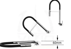 Wasserhahn Vorfenster Küchenarmatur, Umklappbar 6 CM, mit 360° schwenkbarem Auslauf, abnehmbare 2 strahl Handbrause, Schwarz Matt / Gelb