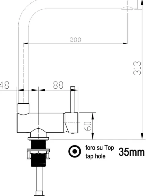 Wasserhahn Vorfenster Küchenarmatur, Umklappbar 6 CM, mit 360° schwenkbarem L- Auslauf, Verchromt / Weiß Granit