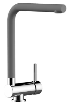 Wasserhahn Vorfenster Küchenarmatur, Umklappbar 6 CM, mit 360° schwenkbarem L- Auslauf, Verchromt / Zement Granit