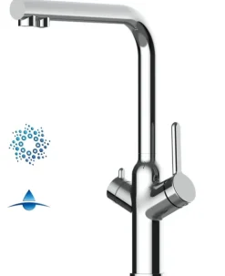 4 Wege Wasserhahn Küchenarmatur, BOD, mit 360° schwenkbarem L-Auslauf, Verchromt