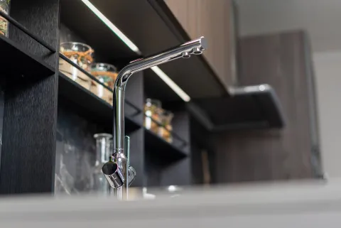 4 Wege Wasserhahn Küchenarmatur, BOD, mit 360° schwenkbarem L-Auslauf, Verchromt