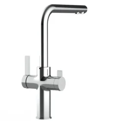 3 Wege Wasserhahn Küchenarmatur, FC, mit 360° schwenkbarem L-Auslauf, Verchromt