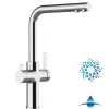 4 Wege Wasserhahn Küchenarmatur, FC, mit 360° schwenkbarem L-Auslauf, Verchromt