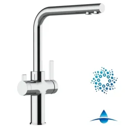 4 Wege Wasserhahn Küchenarmatur, FC, mit 360° schwenkbarem L-Auslauf, Verchromt