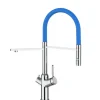3 Wege Wasserhahn Küchenarmatur, BOD, mit 360° schwenkbarem Auslauf, abnehmbare 2 strahl Handbrause, Verchromt / Blau
