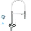 4 Wege Wasserhahn Küchenarmatur, BOD, mit 360° schwenkbarem Auslauf, abnehmbare 2 strahl Handbrause, Verchromt / Weiß