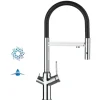 4 Wege Wasserhahn Küchenarmatur, BOD, mit 360° schwenkbarem Auslauf, abnehmbare 2 strahl Handbrause, Verchromt / Schwarz
