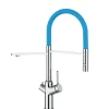 3 Wege Wasserhahn Küchenarmatur, BOD, mit 360° schwenkbarem Auslauf, abnehmbare 2 strahl Handbrause, Verchromt / Hellblau