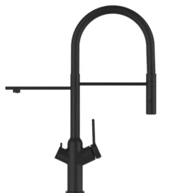 3 Wege Wasserhahn Küchenarmatur, BOD, mit 360° schwenkbarem Auslauf, abnehmbare 2 strahl Handbrause, Schwarz Matt / Schwarz