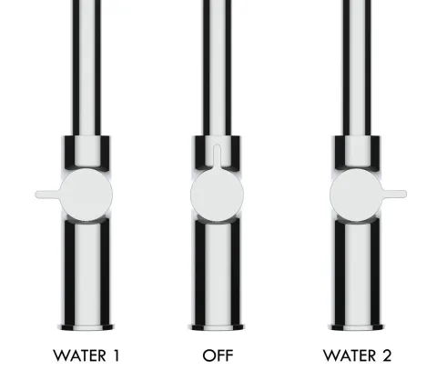 4 Wege Wasserhahn Küchenarmatur, FC, mit 360° schwenkbarem Auslauf, abnehmbare 2 strahl Handbrause, Schwarz Matt / Grau