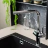 3 Wege Wasserhahn Küchenarmatur, BOD, mit 360° schwenkbarem L-Auslauf, Verchromt