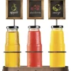 Weinflaschenhalter für drei Flaschen mit Kreidetafel 44,2x39x11,3 cm