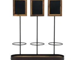 Weinflaschenhalter für drei Flaschen mit Kreidetafel 44,2x39x11,3 cm
