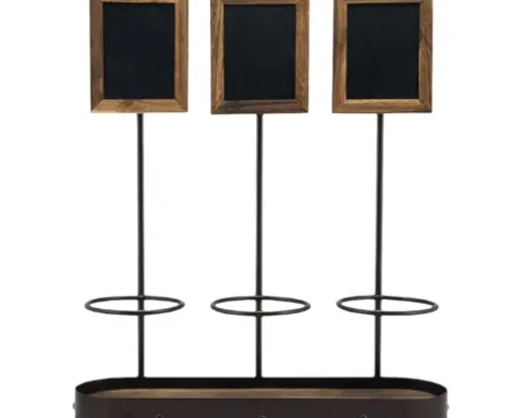 Weinflaschenhalter für drei Flaschen mit Kreidetafel 44,2x39x11,3 cm
