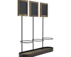 Weinflaschenhalter für drei Flaschen mit Kreidetafel 44,2x39x11,3 cm