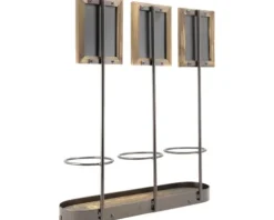 Weinflaschenhalter für drei Flaschen mit Kreidetafel 44,2x39x11,3 cm
